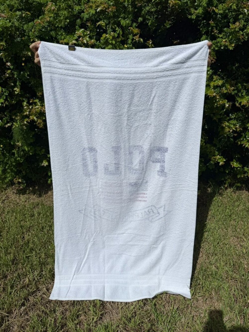 (2) VTG Polo Ralph Lauren American Flag USA Beach Bath Towels Plush Set 60”x35” - Picture 6 of 8